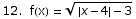 12.  f(x) =  ({x - 4} - 3)^(1/2)